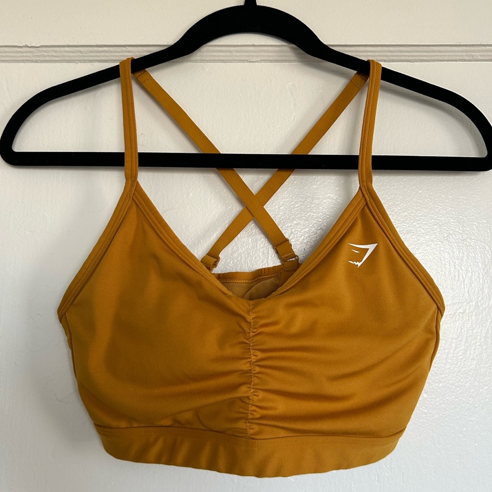 Gymshark Yellow Sports Bra with crossed straps💛🦈